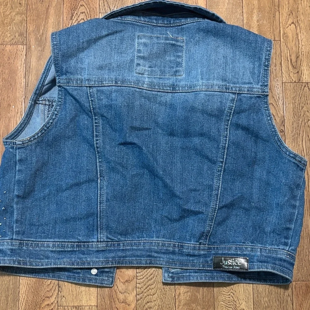 Justice Blue Denim Vest with Sparkling Accents (AB2)